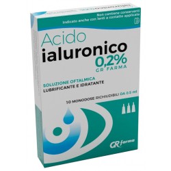 Gr Farma Acido Ialuronico 0,2% soluzione oftalmica lubrificante 10 monodose richiudibili da 0,5 ml