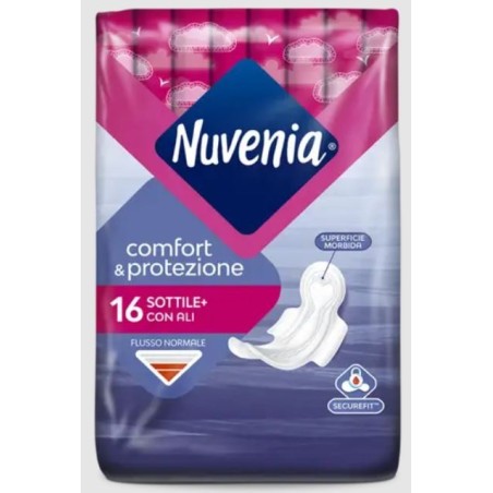 Nuvenia Sottile Normal assorbente con ali morbido per flusso normale 16 pezzi Nuvenia Sottile Normal assorbente con ali morbido per flusso normale 16 pezzi
