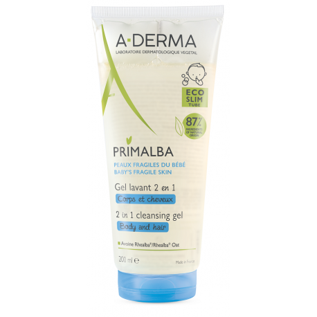 Aderma Primalba Gel detergente 2 in 1corpo e capelli per bambini e neonati 200 ml