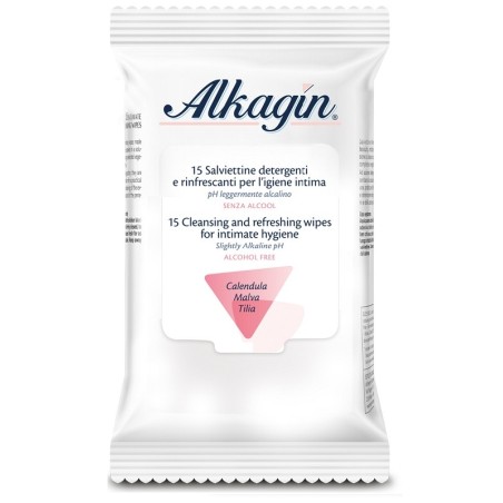 Alkagin 15 salviettine detergenti e rinfrescanti per l'igiene intima Alkagin 15 salviettine detergenti e rinfrescanti per l'igiene intima