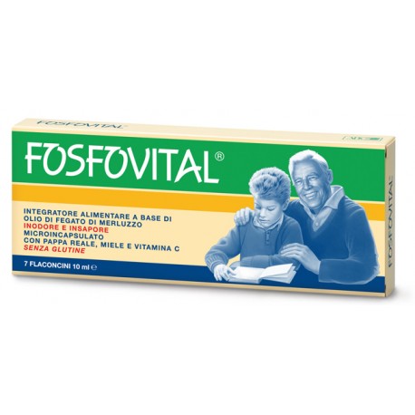 Fosfovital Integratore alimentare olio di fegato di merluzzo per la stanchezza 7 flaconcini