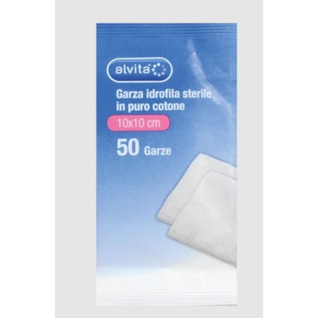 Alvita Garza Idrofila Sterile per medicazioni 10x10cm 50 pezzi Alvita Garza Idrofila Sterile per medicazioni 10x10cm 50 pezzi