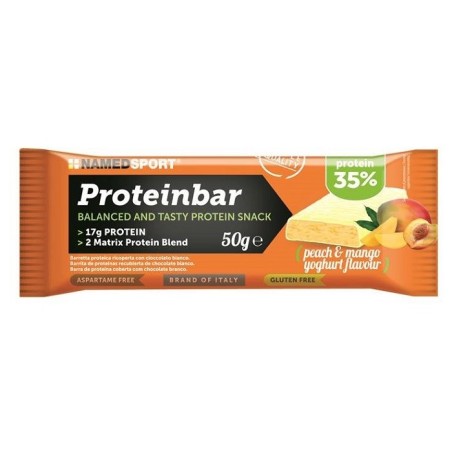 Namedsport Proteinbar barretta proteica gusto pesca mango yogurt 50 g Namedsport Proteinbar barretta proteica gusto pesca mango yogurt 50 g