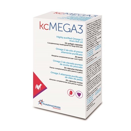 kcMega3 Omega 3 da olio di pesce per funzione renale di cani e gatti 30 perle