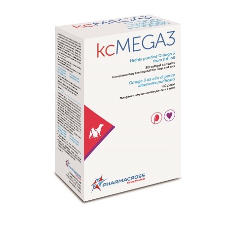 kcMega3 Omega 3 da olio di pesce per funzione renale di cani e gatti 80 perle