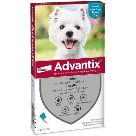 Advantix Spot-On Antiparassitario per Cani 4-10 kg 1 Pipetta Advantix Spot-On Antiparassitario per Cani 4-10 kg 1 Pipetta