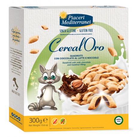 Piaceri Mediterranei CerealOro Quadrotti con cioccolato al latte e nocciole 300 g