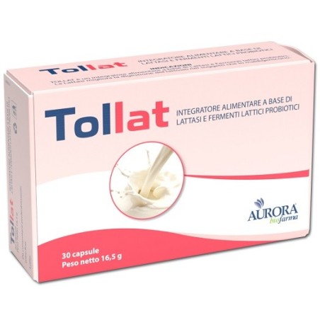 Aurora Biofarma Tollat integratore a base di lattasi per soggetti intolleranti 30 capsule Aurora Biofarma Tollat integratore a base di lattasi per soggetti intolleranti 30 capsule