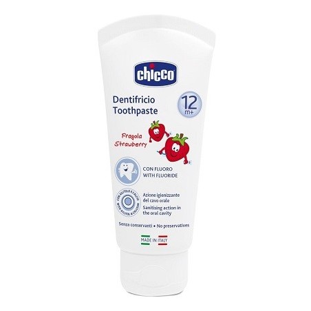 Chicco Dentifricio alla Fragola con Fluoro per Bambini da 12 Mesi 50ml Chicco Dentifricio alla Fragola con Fluoro per Bambini da 12 Mesi 50ml