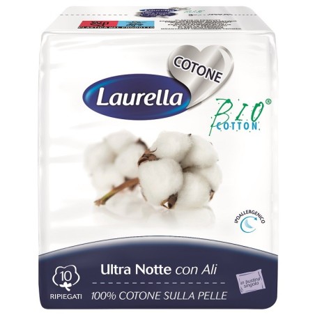 Laurella Assorbente giorno 100% cotone ultra notte 10 pezzi Laurella Assorbente giorno 100% cotone ultra notte 10 pezzi