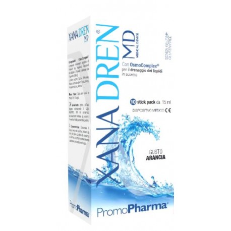 Promopharma Xanadren Md integratore drenante fisico osmotico gusto Arancia 10 stick pack x 15 ml