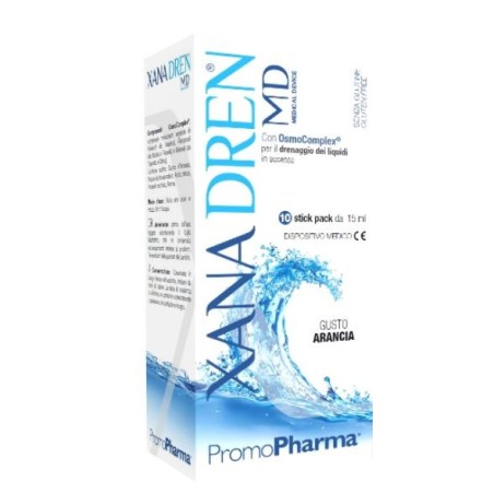 Promopharma Xanadren Md integratore drenante fisico osmotico gusto Arancia 10 stick pack x 15 ml Promopharma Xanadren Md integratore drenante fisico osmotico gusto Arancia 10 stick pack x 15 ml