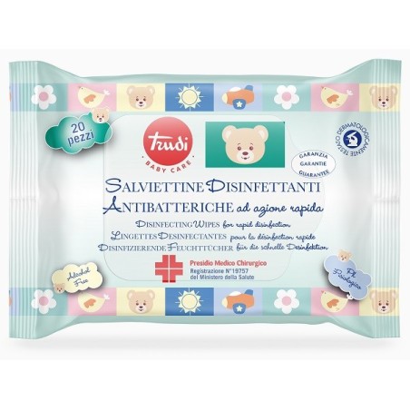 Trudi Baby Care Salviettine Disinfettanti antibatteriche ad azione rapida pH fisiologico 20 pezzi Trudi Baby Care Salviettine Disinfettanti antibatteriche ad azione rapida pH fisiologico 20 pezzi