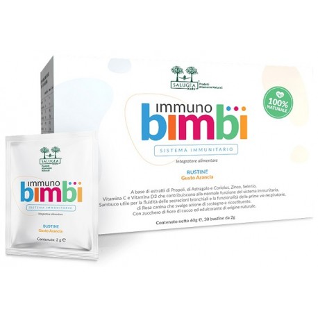 Salugea Immuno Bimbi integratore gusto arancia per vie respiratorie dei bambini 30 bustine