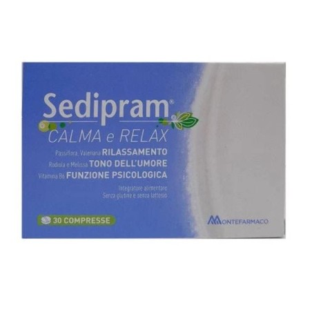Sedipram Calma e Relax integratore rilassante per benessere mentale 30 compresse Sedipram Calma e Relax integratore rilassante per benessere mentale 30 compresse