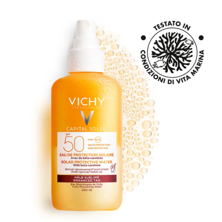 Vichy Capital Soleil Acqua solare protettiva con beta-carotene SPF50 200 ml Vichy Capital Soleil Acqua solare protettiva con beta-carotene SPF50 200 ml