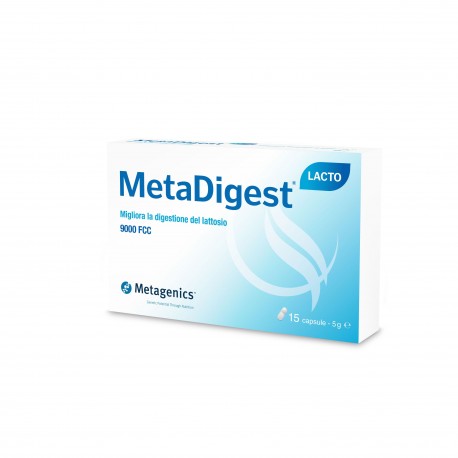 Metadigest Lacto integratore di lattasi per digestione del lattosio 15 capsule