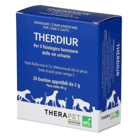 Therdiur Pasta per cani e gatti per il fisiologico benessere delle vie urinarie 20 buste stick pack Therdiur Pasta per cani e gatti per il fisiologico benessere delle vie urinarie 20 buste stick pack