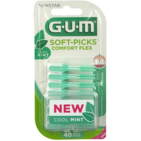 Gum Soft Pick Comfort Flex Cool Mint Regular Scovolini flessibili per spazi interdentali 40 pezzi Gum Soft Pick Comfort Flex Cool Mint Regular Scovolini flessibili per spazi interdentali 40 pezzi