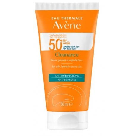 Avene Cleanance protezione solare viso molto alta pelle grassa acneica SPF50+ 50 ml