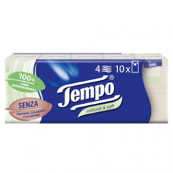 Tempo Fazzoletti Natural & Soft biodegradabili pelle sensibile 10 pezzi