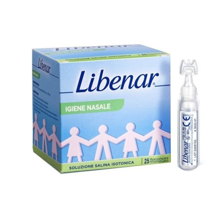Libenar 25 Flaconcini di soluzione fisiologica per igiene naso occhi orecchie dei bambini 5 ml Libenar 25 Flaconcini di soluzione fisiologica per igiene naso occhi orecchie dei bambini 5 ml