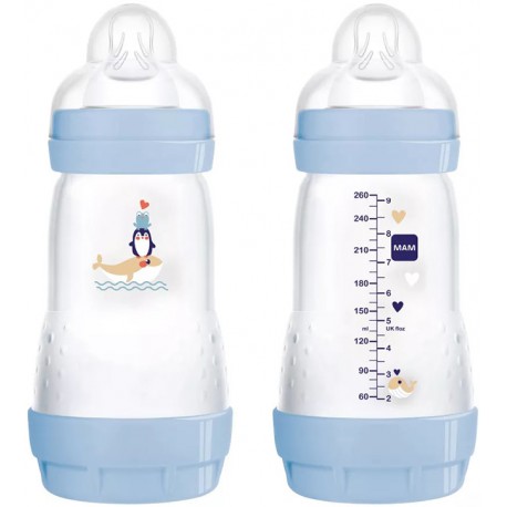 Mam Easy Start Biberon azzurro flusso medio per bambini a partire dai 2 mesi 260 ml