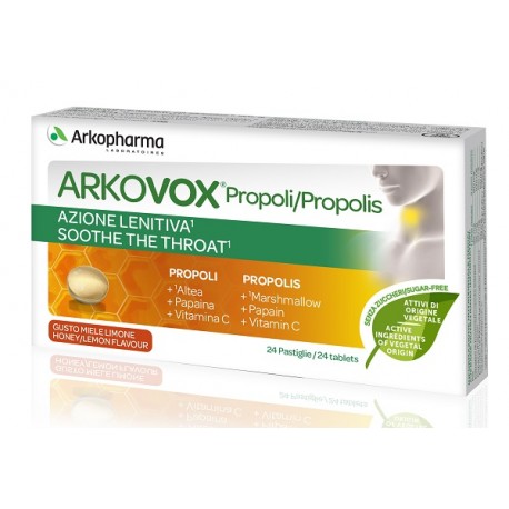Arkovox Propoli Miele e Limone Integratore lenitivo per la gola 24 compresse