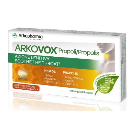 Arkovox Propoli Miele e Limone Integratore lenitivo per la gola 24 compresse Arkovox Propoli Miele e Limone Integratore lenitivo per la gola 24 compresse