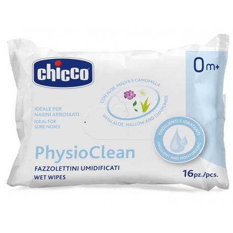 Chicco Physioclean Fazzolettini umidificati con malva e camomilla per nasini arrossati 16 pezzi