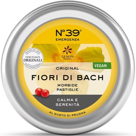 Lemon Pharma Fiori di Bach N°39 Emergenza morbide pastiglie per calma e serenità gusto prugna 50 g Lemon Pharma Fiori di Bach N°39 Emergenza morbide pastiglie per calma e serenità gusto prugna 50 g