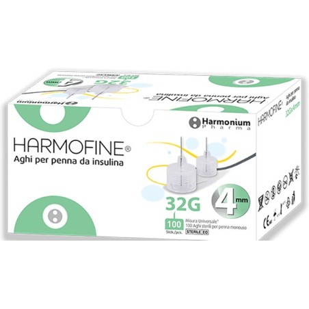 Farmacie Partenopee Ago Harmofine Penna da insulina gauge 32 4 mm 100 pezzi Farmacie Partenopee Ago Harmofine Penna da insulina gauge 32 4 mm 100 pezzi