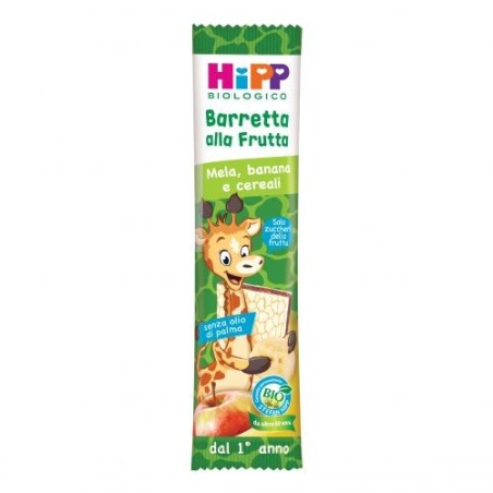 Hipp Bio Barretta alla frutta snack per bambini con mela banana e cereali 23g Hipp Bio Barretta alla frutta snack per bambini con mela banana e cereali 23g
