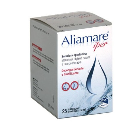 Aliamare Iper soluzione ipertonica per aerosolterapia 25 flaconcini da 5 ml Aliamare Iper soluzione ipertonica per aerosolterapia 25 flaconcini da 5 ml