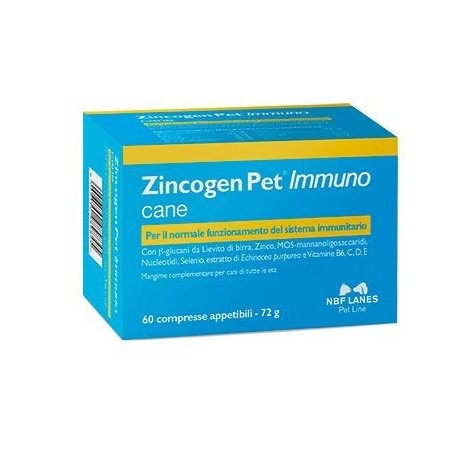 Zincogen Pet Immuno integratore per sistema immunitario dei cani di tutte le età 60 compresse Zincogen Pet Immuno integratore per sistema immunitario dei cani di tutte le età 60 compresse