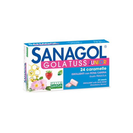 Named Sanagol Gola Tuss Junior Fragola 24 caramelle emollienti con rosa canina