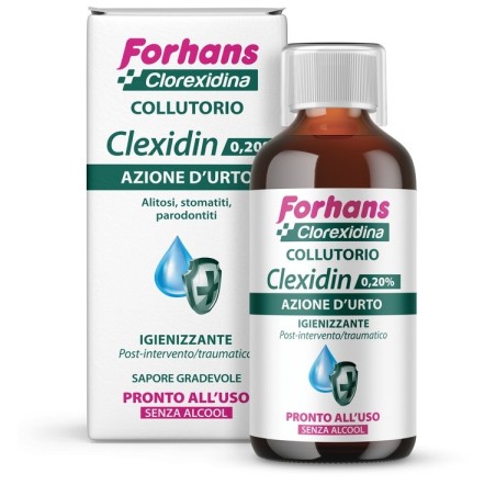 Forhans Clexidin collutorio antisettico con clorexidina 0,20 senza alcool 200 ml Forhans Clexidin collutorio antisettico con clorexidina 0,20 senza alcool 200 ml