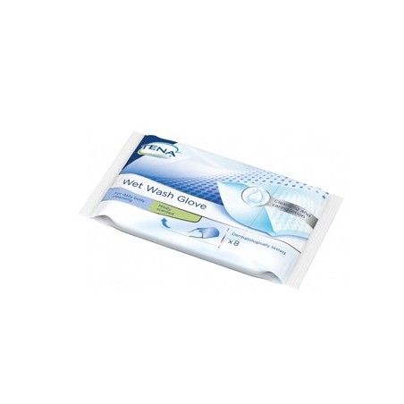 Tena Wet Wash Glove Guanto detergente umidificato per detersione senza acqua e sapone 8 pezzi Tena Wet Wash Glove Guanto detergente umidificato per detersione senza acqua e sapone 8 pezzi