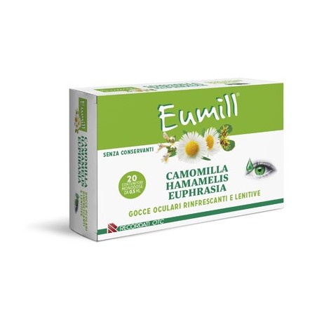 Eumill Gocce oculari per affaticamento ed arrossamento agli occhi 20 flaconcini monodose 0,5 ml Eumill Gocce oculari per affaticamento ed arrossamento agli occhi 20 flaconcini monodose 0,5 ml
