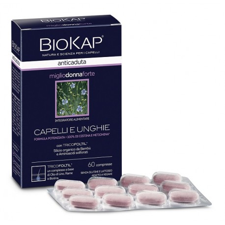 Bios Line Biokap Anticaduta Miglio Donna Forte Con Tricofoltil integratore per capelli e unghie 60 compresse