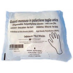 Guanti Monouso in Polietilene Taglia Unica 100 Pezzi