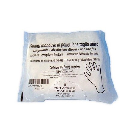 Guanti Monouso in Polietilene Taglia Unica 100 Pezzi Guanti Monouso in Polietilene Taglia Unica 100 Pezzi
