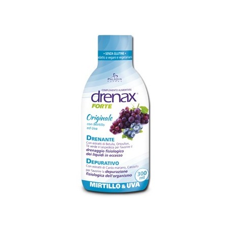 Drenax Forte Originale con mirtillo e uva integratore drenante 300 ml Drenax Forte Originale con mirtillo e uva integratore drenante 300 ml