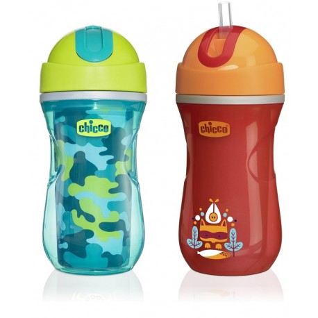 Chicco Tazza Sport Neutra con cannuccia in silicone per bambini dai 18 mesi