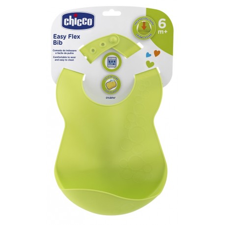 Chicco Easy Flex Bib Bavaglino rigido per bambini da 6 mesi verdi