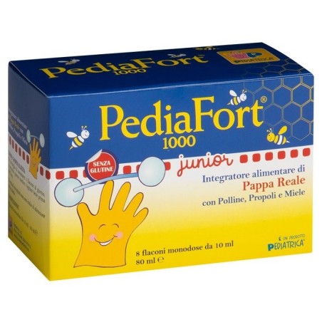 Pediatrica Pediafort 1000 Junior integratore con pappa reale per bambini 8 flaconcini 10 ml Pediatrica Pediafort 1000 Junior integratore con pappa reale per bambini 8 flaconcini 10 ml