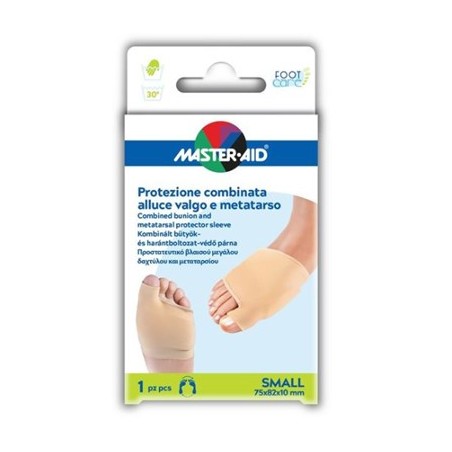 Master-Aid Protezione combinata alluce valgo e metatarso in tessuto e gel 1 pezzo taglia small Master-Aid Protezione combinata alluce valgo e metatarso in tessuto e gel 1 pezzo taglia small