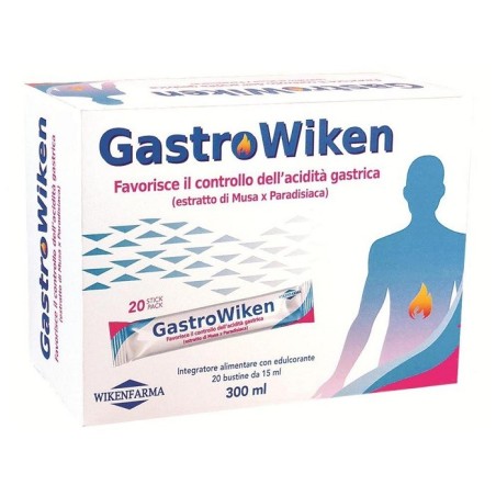 Wikenfarma Gastrowiken integratore lenitivo per acidità e bruciore 20 bustine da 15 ml Wikenfarma Gastrowiken integratore lenitivo per acidità e bruciore 20 bustine da 15 ml