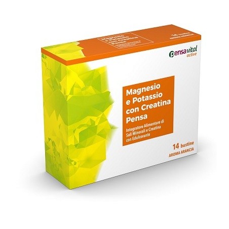 Magnesio e Potassio con Creatina Pensa integratore 14 bustine gusto arancia Magnesio e Potassio con Creatina Pensa integratore 14 bustine gusto arancia