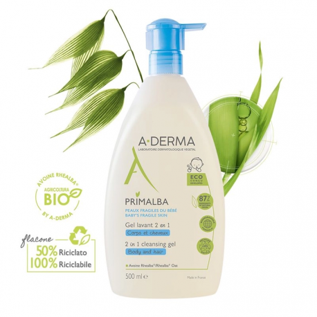 A-Derma Primalba Gel Detergente 2in1 Corpo e Capelli 500ml